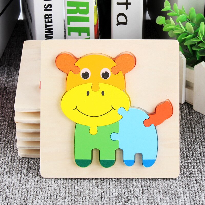 Children's wooden 3D cartoon animal three-dimensional puzzle baby early education small jigsaw puzzle toy