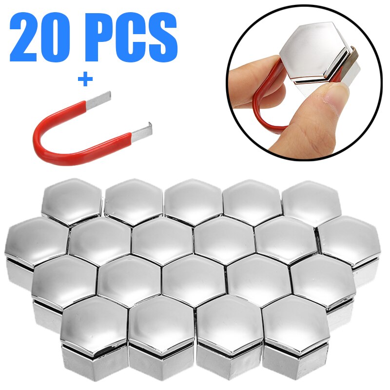 20pcs 22mm Chrome Car Wheel Nut Caps Auto Hub Screw Cover Bolt Rims Exterior Decoration Special Socket Protection Dust Proof