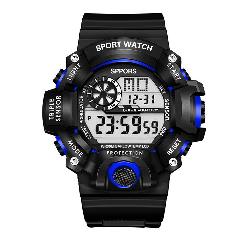 Reloj electrónico deportivo multifunción, pulsera con pantalla grande negra, calendario, alarma semanal, Neutral, # P2: B