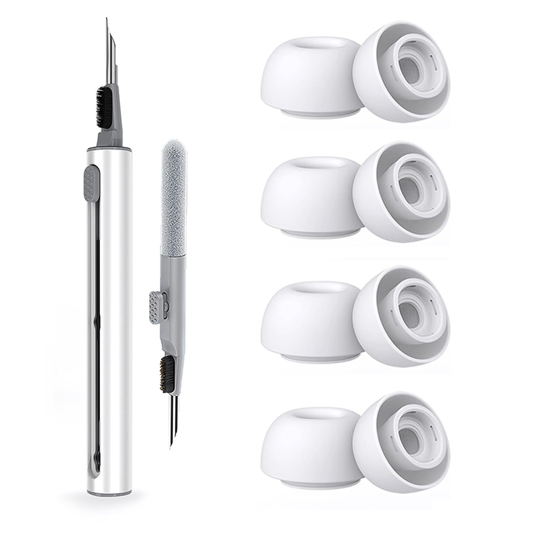KUTOU 4 Pairs Liquid Silicone Ear Tips for Airpods Pro 1 2 Noise Reduction Pad Earplugs Ear Caps Comes with cleaning pen: Dim Gray