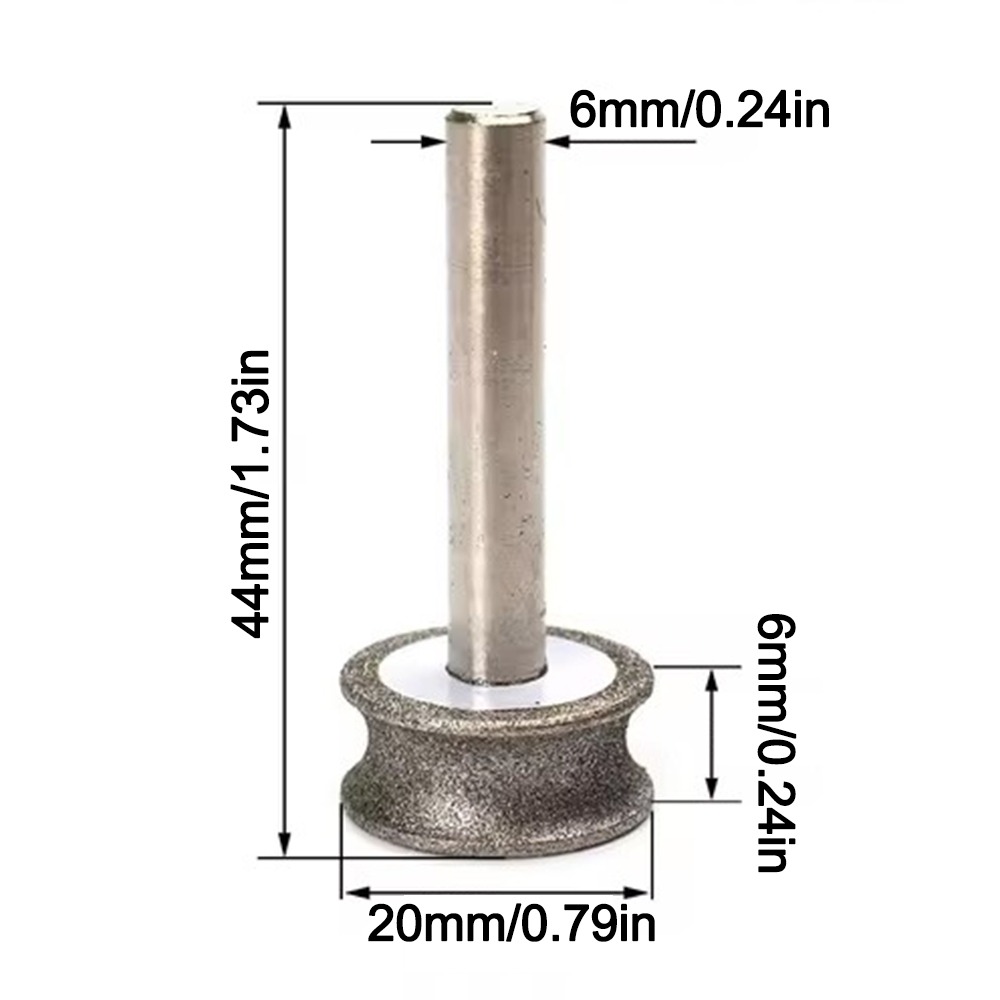 2–12 mm konkave Diamant-Schleifscheibe, Glas, runder Grat, Bohrer, Schaftdurchmesser 6 mm, Schärfen, rotierendes Schleifwerkzeug: Blau