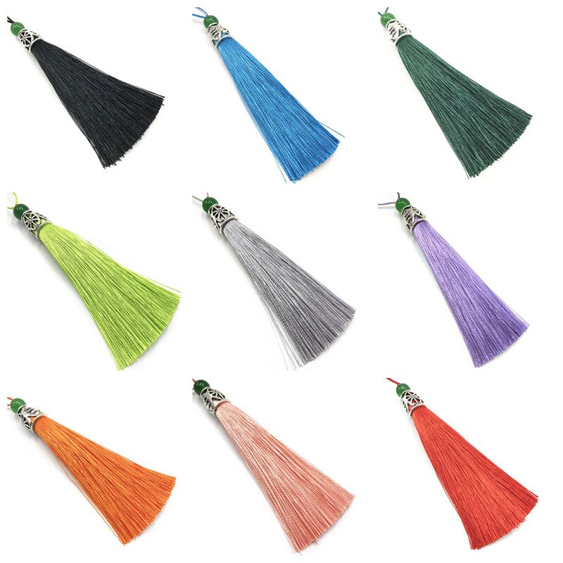 Polyester 9cm zijden kwastjes franje met kralen kwastjes hangende gordijnen voor het naaien van kleding huisdecoratie