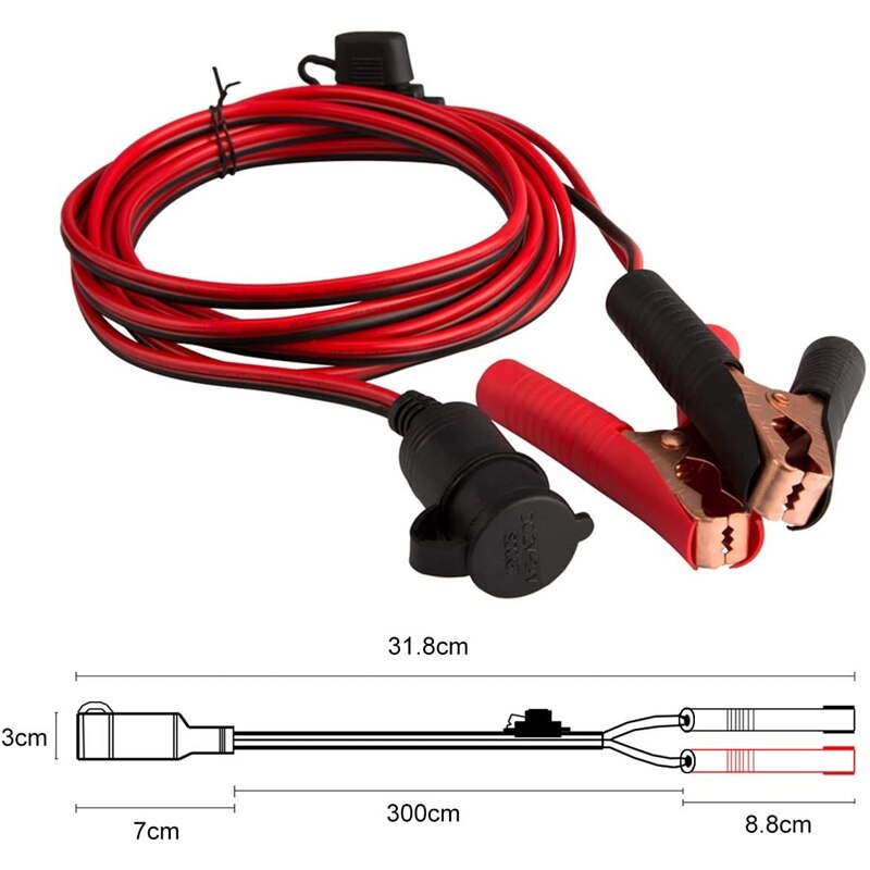 DC12V 220W Automobile Cigarette Lighter Adapter Connecting Line with Fuse Box Cable Alligator Clip Connector Power Plug