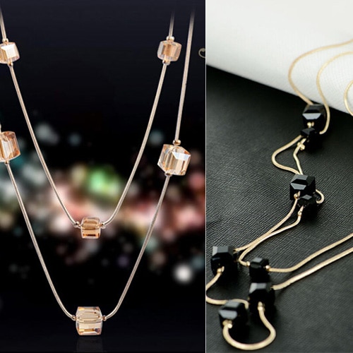 Collares Mujer Statement Kettingen Goud Kleur Crystal Gelaagde Ketting Vrouwen Lange Collier Femme Maxi Sieraden