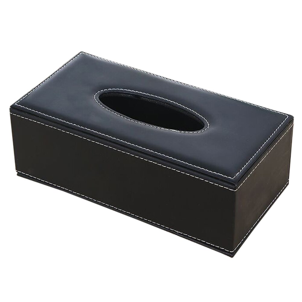 Hjem pu læder store anti-fugt rektangulære tissuepapir serviet boks sag husstand kontorholder 24 x 13 x 9.5cm: Sort
