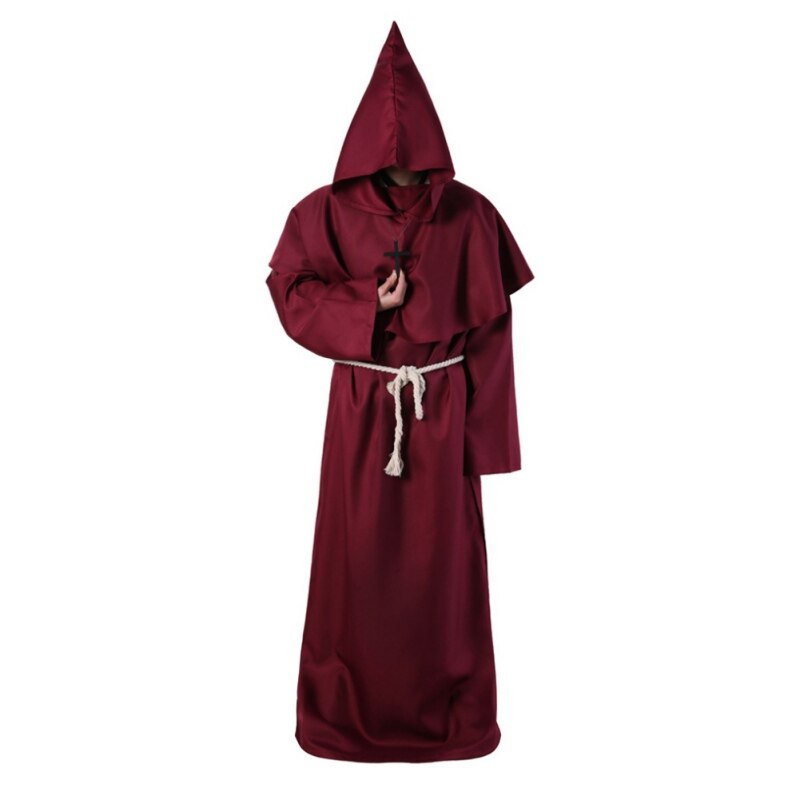 Halloween Monk Hooded Robes Cloak Cape Friar Medieval Renaissance Priest Men Robe Clothes Comic Con Party Cosplay Costume