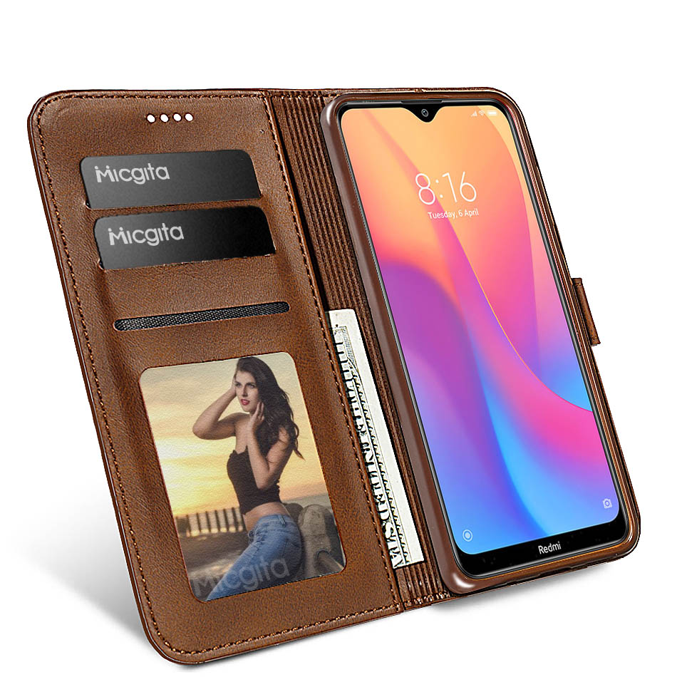 Micgita Business Leather Case Voor Xiaomi Redmi 8 8A Fotolijst Houder Flip Wallet Cover Voor Xiaomi Redmi 8A Case
