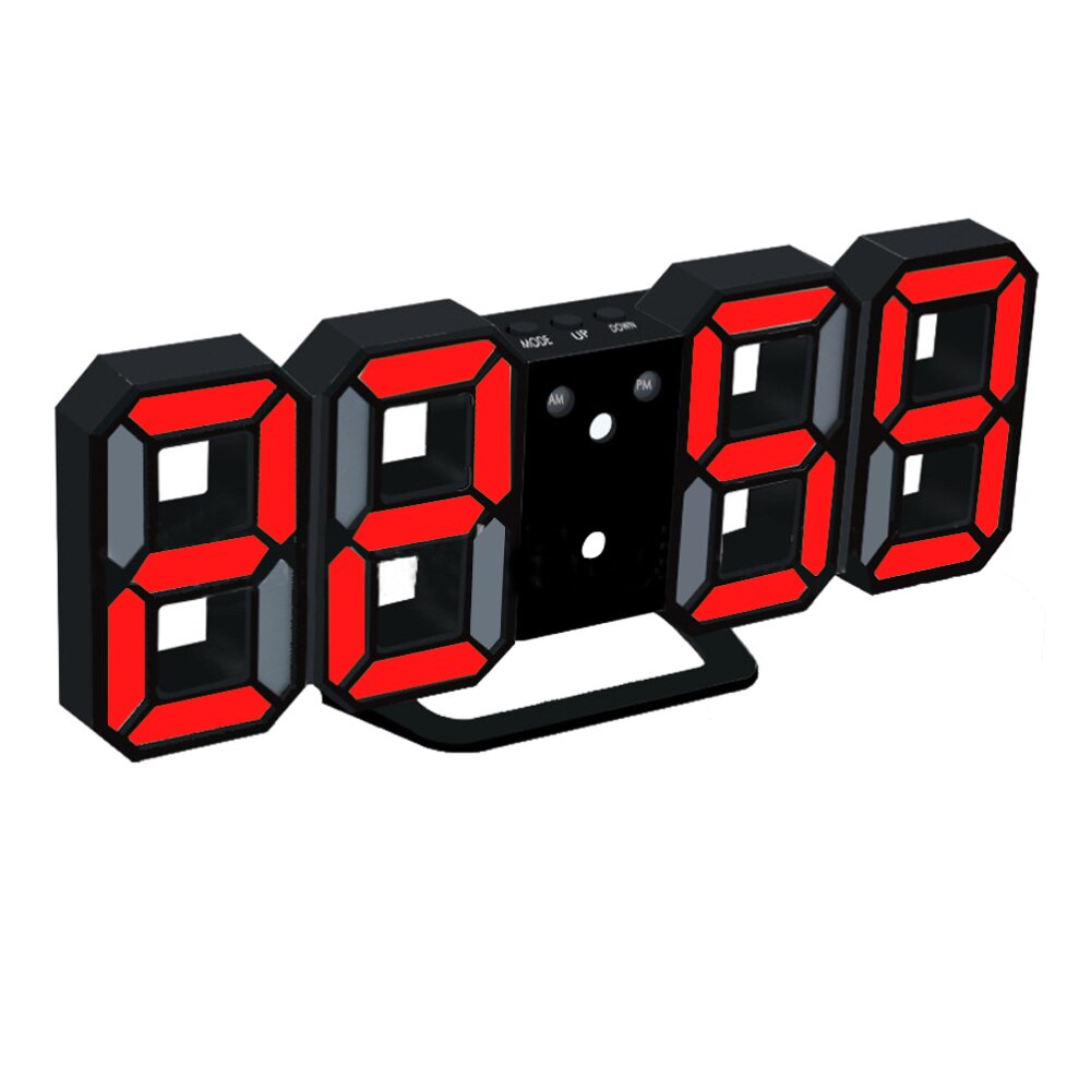 Modern Home Wall Clock Timer 3D LED Digital Wall Clock (White): Red