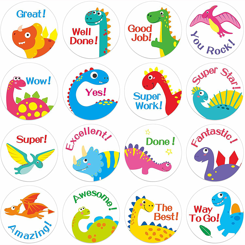 50-500 Stuks Ronde Dinosaurus Dier Kinderen Beloning Sticker Leuke Speelgoed Tags Decoratie Afdichting Label Briefpapier Levert Stickers