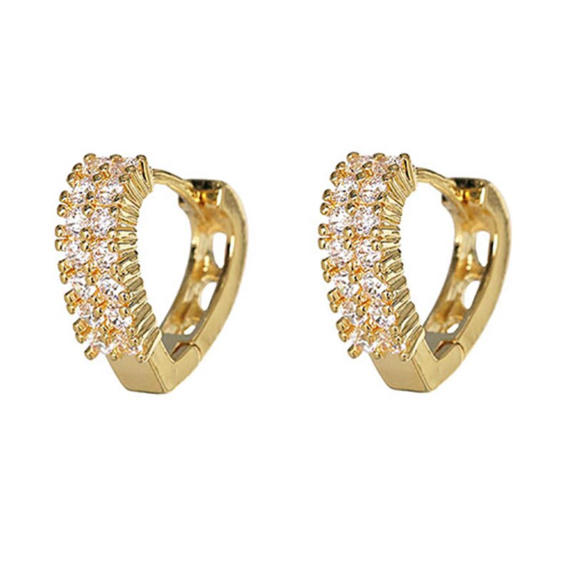 ZHINI Gold Ear Clip Small Earrings for Women Luxury Crystal Zircon Stud Earring ar Cuff Jewelry Party
