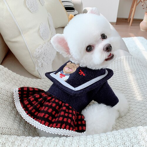 Lente College Stijl Hond Rokken Warme Jas Jassen Leuke Print Hond Kleding Overalls Kleine Puppy Hond Kleding Chihuahua: XS