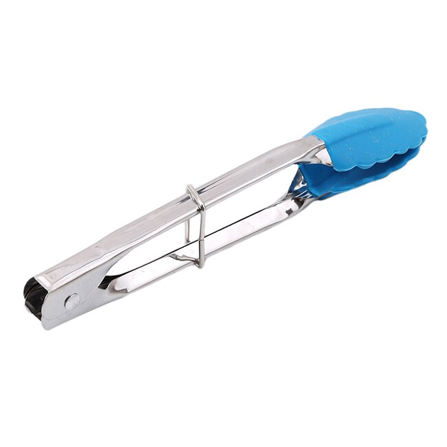 1 Pc BBQ Tongs Silicone Cover Food Tongs Lock Barbecue Clip Clamp Stainless Steel Bread Tongs Kitchen Tools: type1darkblue