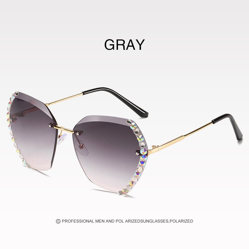 Polygon zonnebrillen trend diamant montuurloos vrouw persoonlijkheid oceaan stuk gradiënt kleur bril persoonlijkheid wild: Kleur 05
