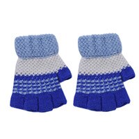 Novo 2-10 y crianças luvas de meio dedo inverno quente crianças luvas para meninos e meninas crochê malha bebê presentes de ano novo: Blue