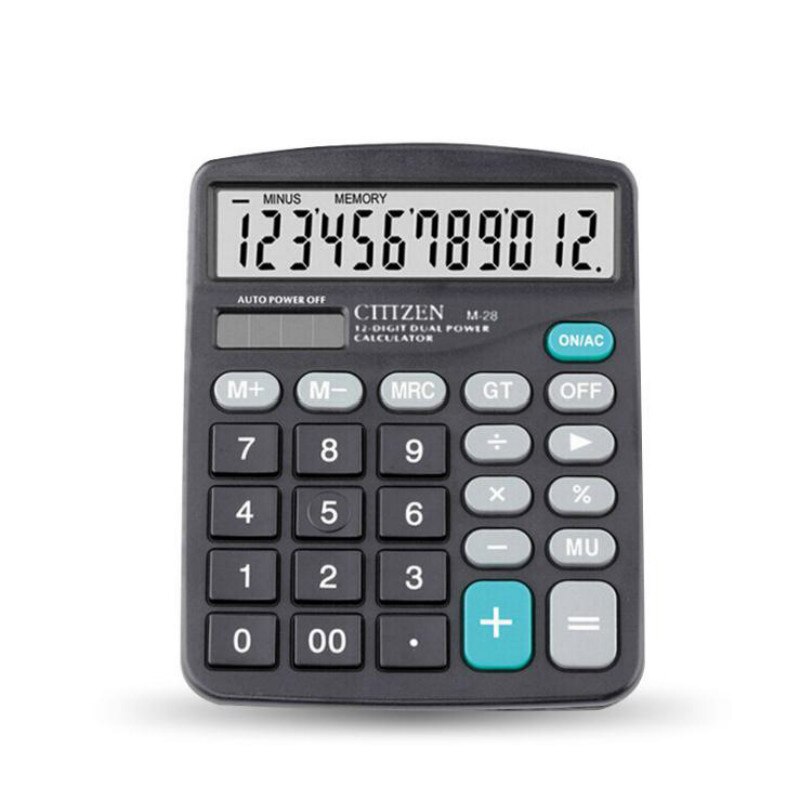 Calculadora Solar M28 de plástico Abs de doble potencia, Calculadora financiera de oficina con pantalla grande de 12 dígitos