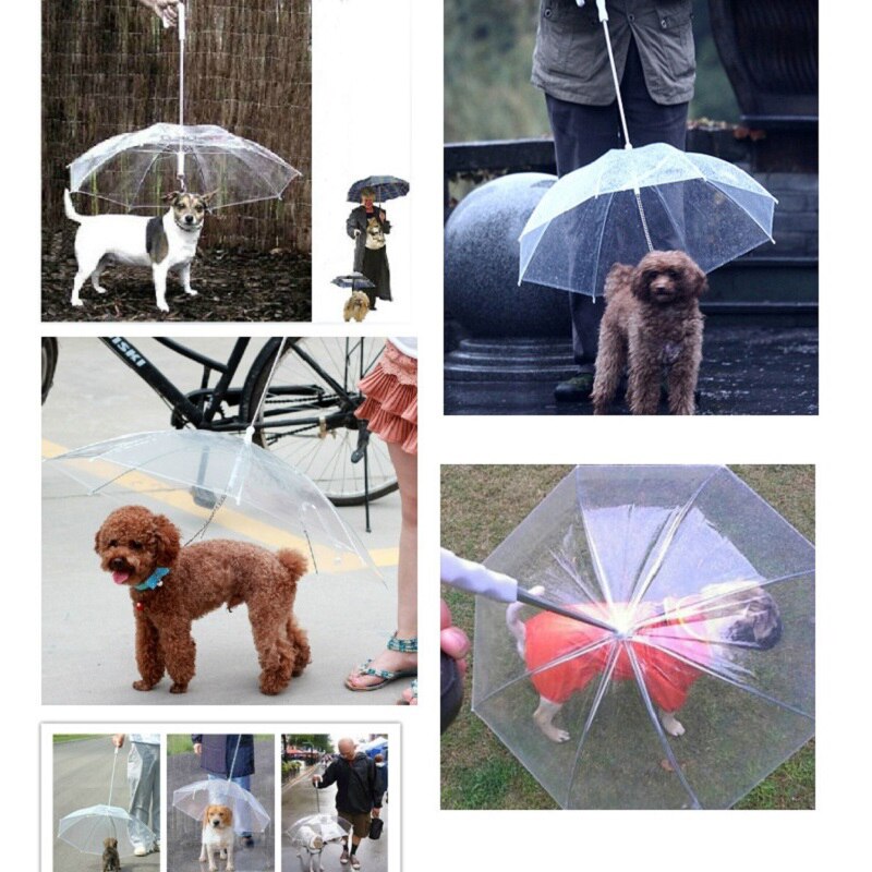 Paraguas impermeable para mascotas, sombrilla de tracción para perros pequeños, Poncho para caminar, cubierta transparente con correa integrada, novedad