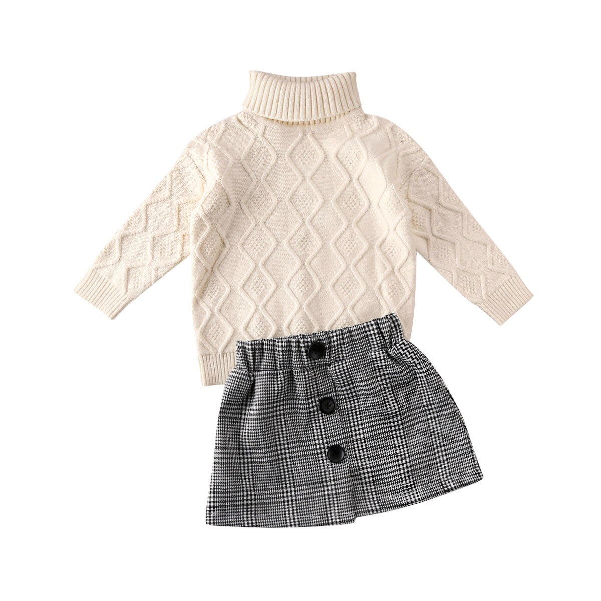 Toddler baby piger vintertøj strikkede sweater toppe + nederdel tøj sæt  us 2 stk: 4t