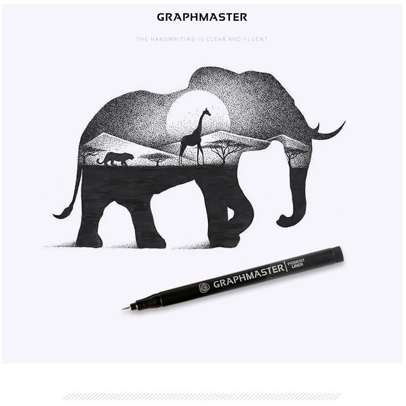 9 Different Tip Pigment Liner Pens Graphmaster Water Resistance Fine Point Art Brush Marker Drawing Sketch School H6204
