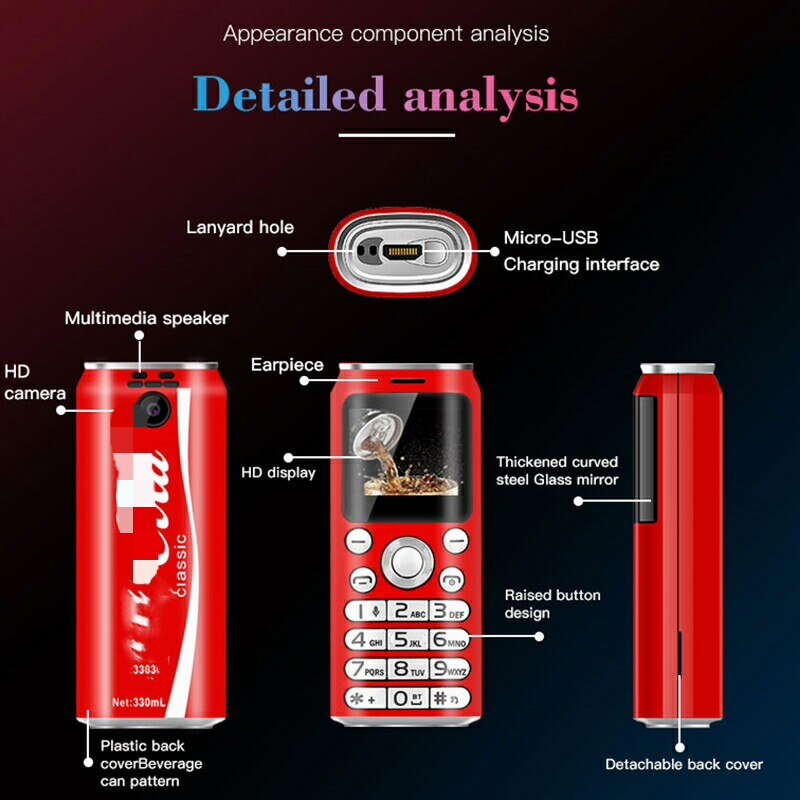 Mini praktisch SATREND K8 1,0 "Cola bilden Telefone Dual Sim MP3 Bluetooth Dialer Anruf Aufnahme Finger Größe Kleine handys