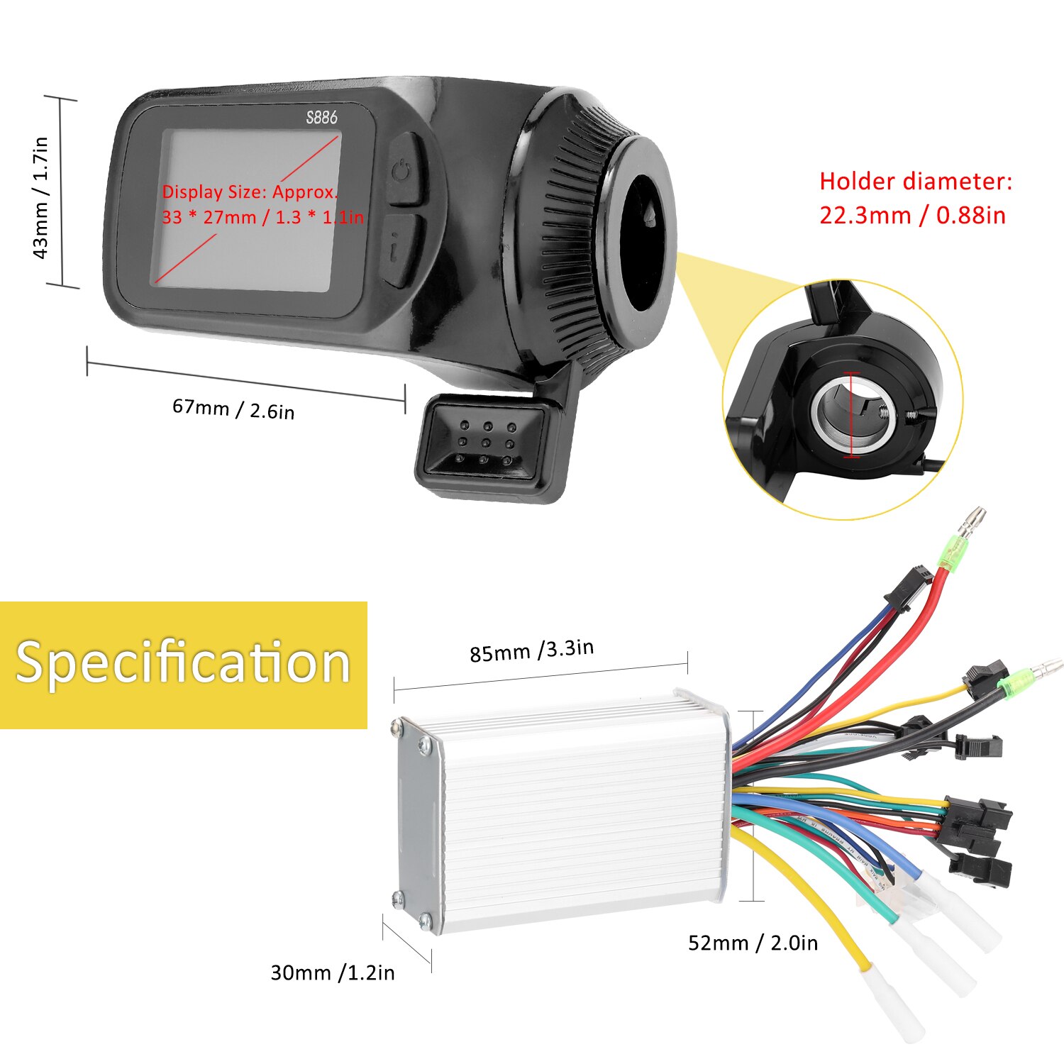 36V-60V 350W Motor Brushless Controller LCD Display Panel Thumb Throttle Electric Bicycles Scooter Brushless Controller Kit