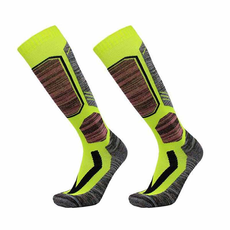 Outdoor Ski Sokken Winter Wicking Warm Knie Hoge Snowboard Sokken Fietsen Snowboarden Wandelen Sport Dikkere Thermosocks: green / M