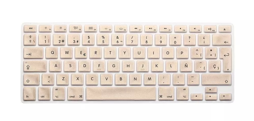 Silikone spansk bogstav tastatur cover til macbook air pro retina 13 15 17 beskytter til mac book tastatur spansk spanien eu: Guld