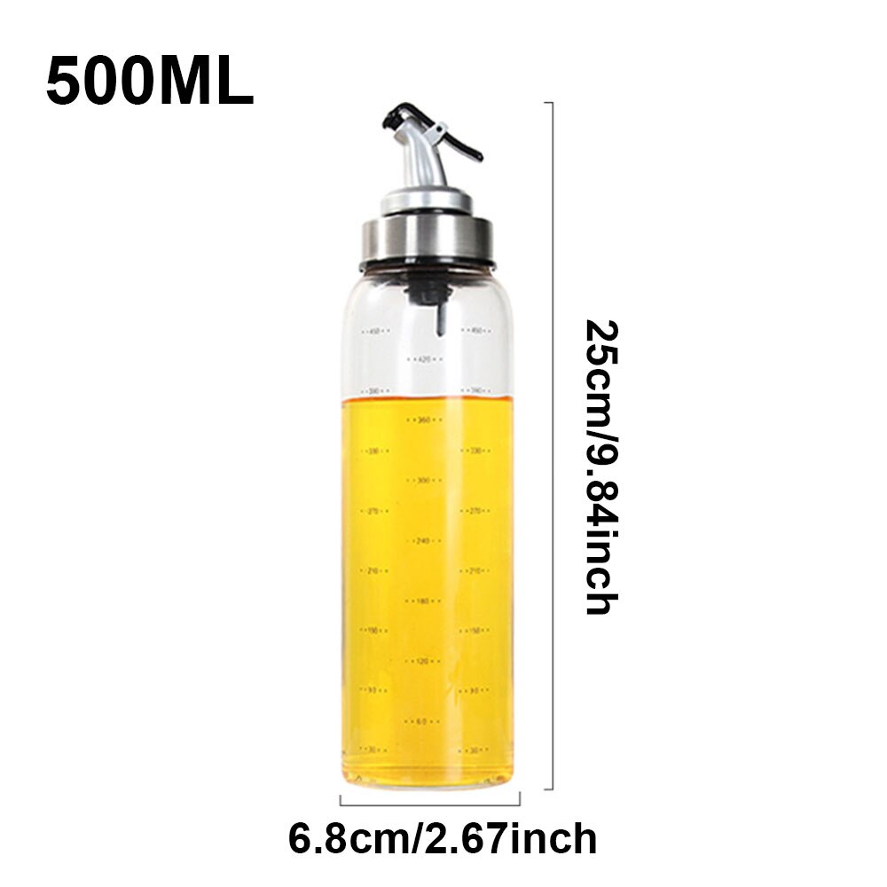 500ml High Borosilicate Glass Oil Bottle Kitchen Cooking Seasoning Storage With Distribution Nozzle Bottle Olive Oil Dispenser: L