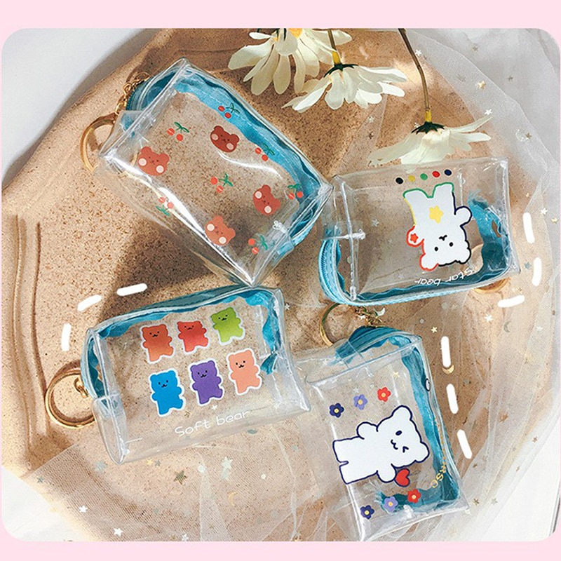 1 pièces Mini Transparent petit portefeuille porte-monnaie sac pochette sac à main femme clé sac à main cosmétiques pochette de rangement