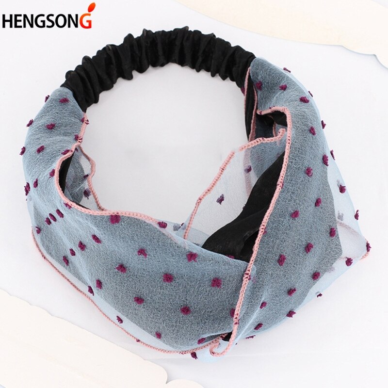 Dubbele Mesh Gaas Haarband Voor Meisjes Vrouwen Yoga Haarband Stippen Afdrukken Mesh Knoop Sport Hoofdband Vrouwen Sport Haarband