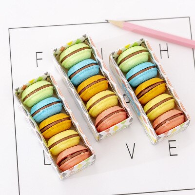 5 Stks/partij Macaron Rubber Gum Creatieve Kawaii Gum Potlood Voor Kids Koreaanse Japanse Briefpapier School Kantoorbenodigdheden: 5 pcs Macaron Eraser