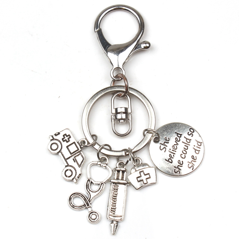 Mode Arts Aid Kit Mini Spuit Thermometer Ambulance Tandarts Angel Stethoscoop Sleutelhanger Geneeskunde Graduate Souvenir: 4