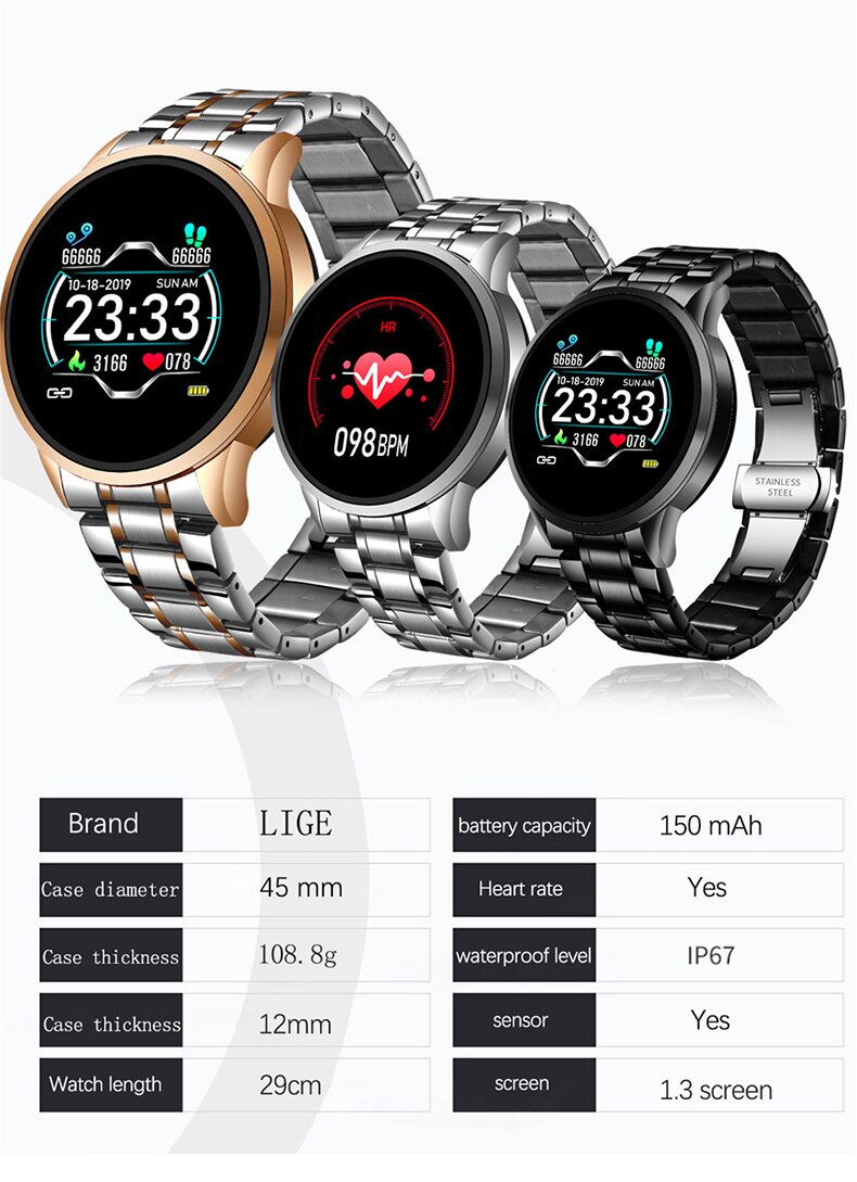 Luik Slimme Horloge Mannen Hartslag Bloeddruk Informatie Herinnering Sport Waterdicht Smart Horloge Voor Android Ios Telefoon