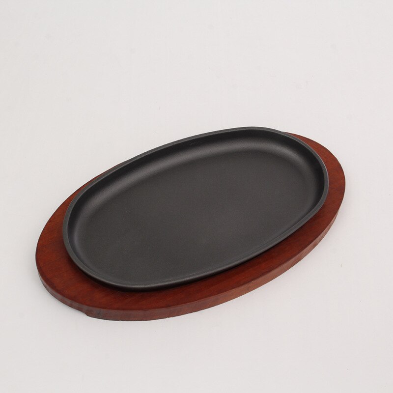 Plaque de cuisson ovale japonaise antiadhésive, plaque à pain et gâteau, four noir, support de casseroles à faire soi-même, en fer, remuer, support en bois