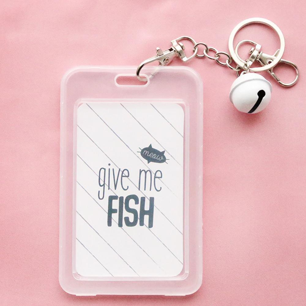 1PC Card Cover with Keyring Chain Card Bag Card Card Holder Bus Pass Plastic Cute Credit ID Cartoon Holder Student K5I9