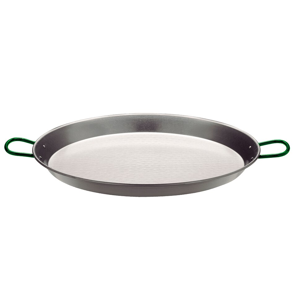 Paellera SAN IGNACIO de acero pulido 30 cm con 3 utensilios de cocina en nylon: Paellera 30 cm