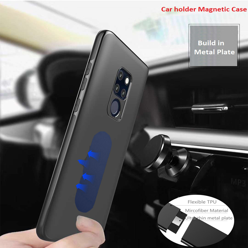 Magnetische Auto Halter Fall Für Huawei Mate 20 Weiche TPU Silikon Magnet Fall Für Huawei Mate 20 Pro P30 PRO bauen-in Metall Platte