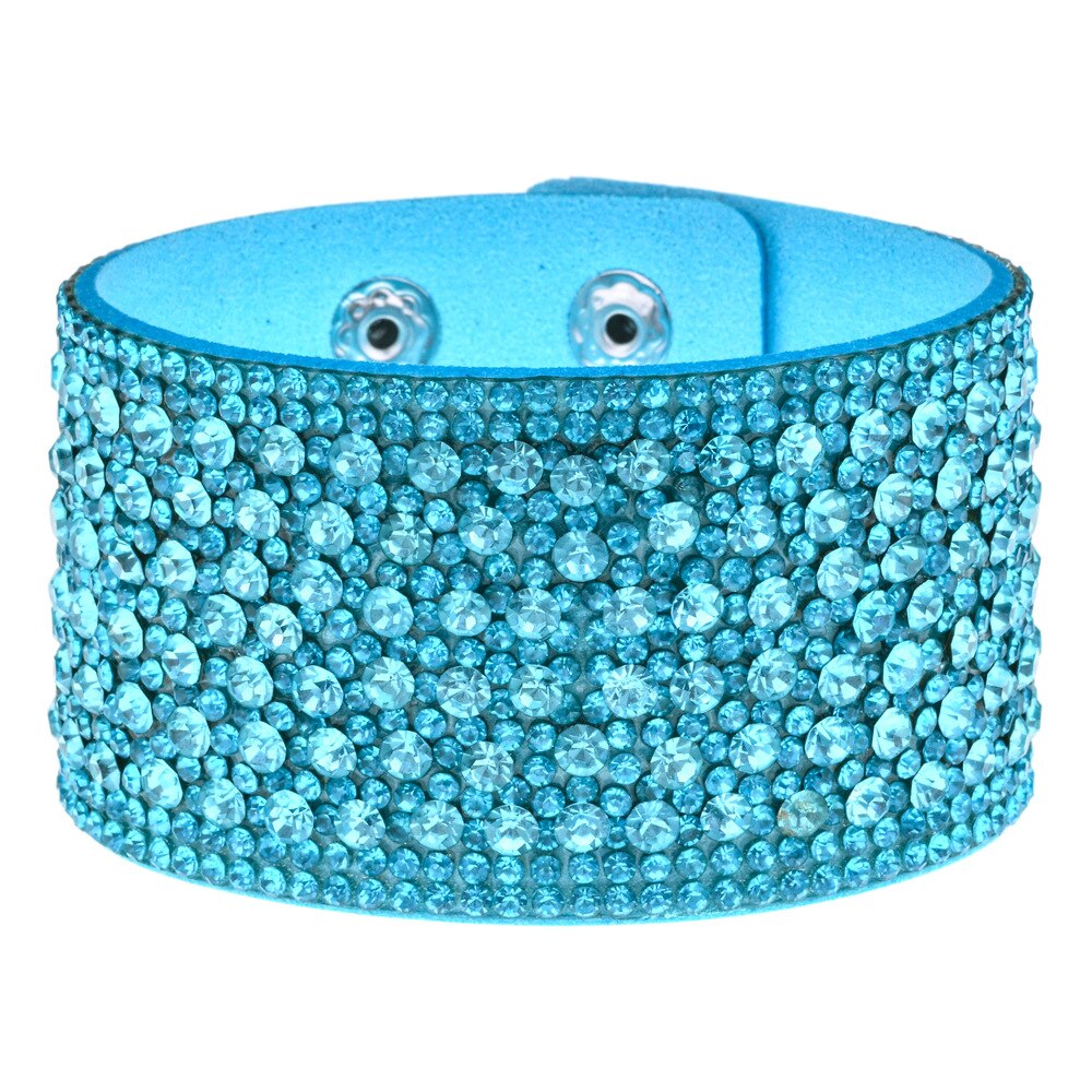 Louleur Breiten Leder Kristall Armbänder & Armreifen Für Frauen Mädchen Handgemachte Weibliche Charme Manschette Armbinde Armbinde Partei Schmuck: Blau