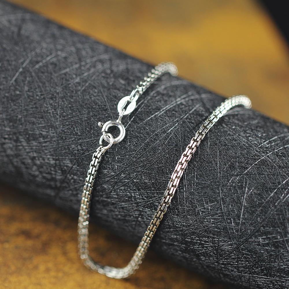 Bocai Effen S925 Sterling Zilveren Sieraden Thai Zilveren Handgemaakte Dames 2.0Mm Carve Dubbele Box Ketting 925 Zilveren Vrouw ketting