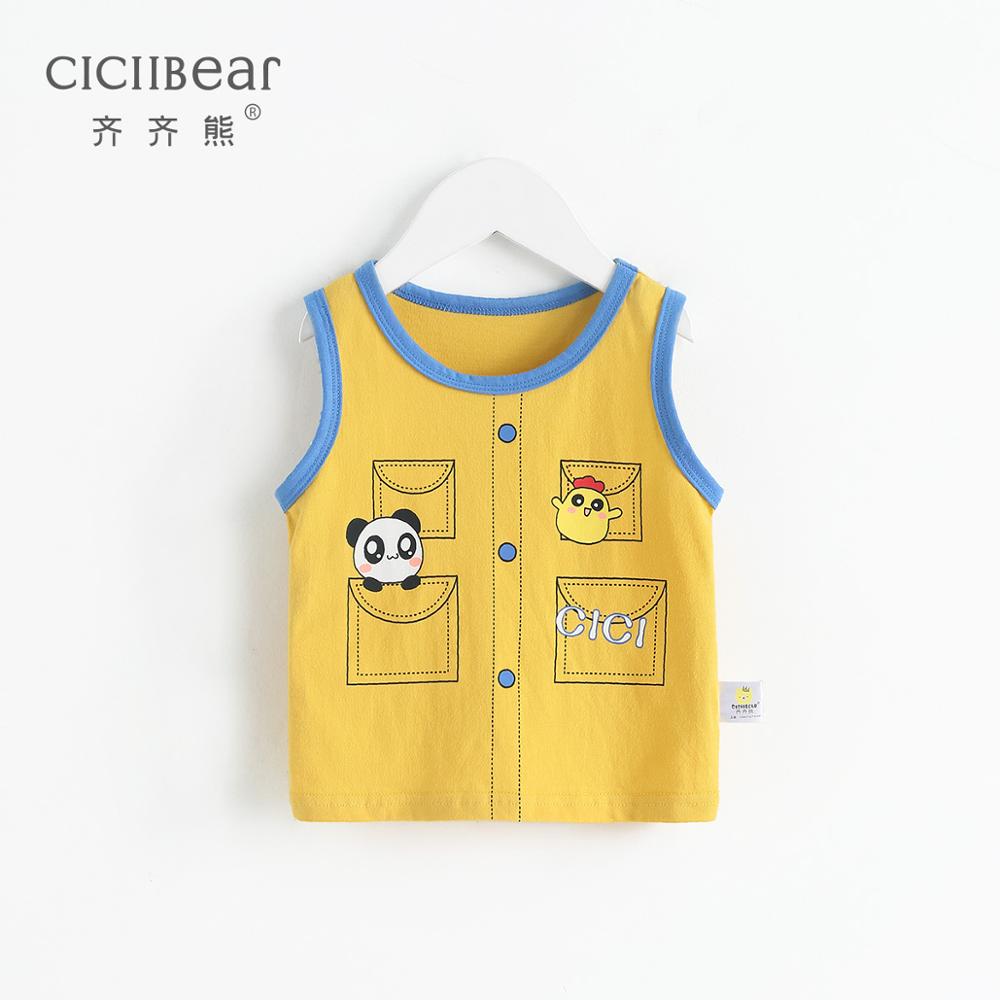 Ciciibear 0-5Y Baby Zomer Katoenen T-shirts Jongens Meisjes Mouwloos T-shirt Cartoon Gedrukt Vest Koreaanse Stijl Kinderen Kleding