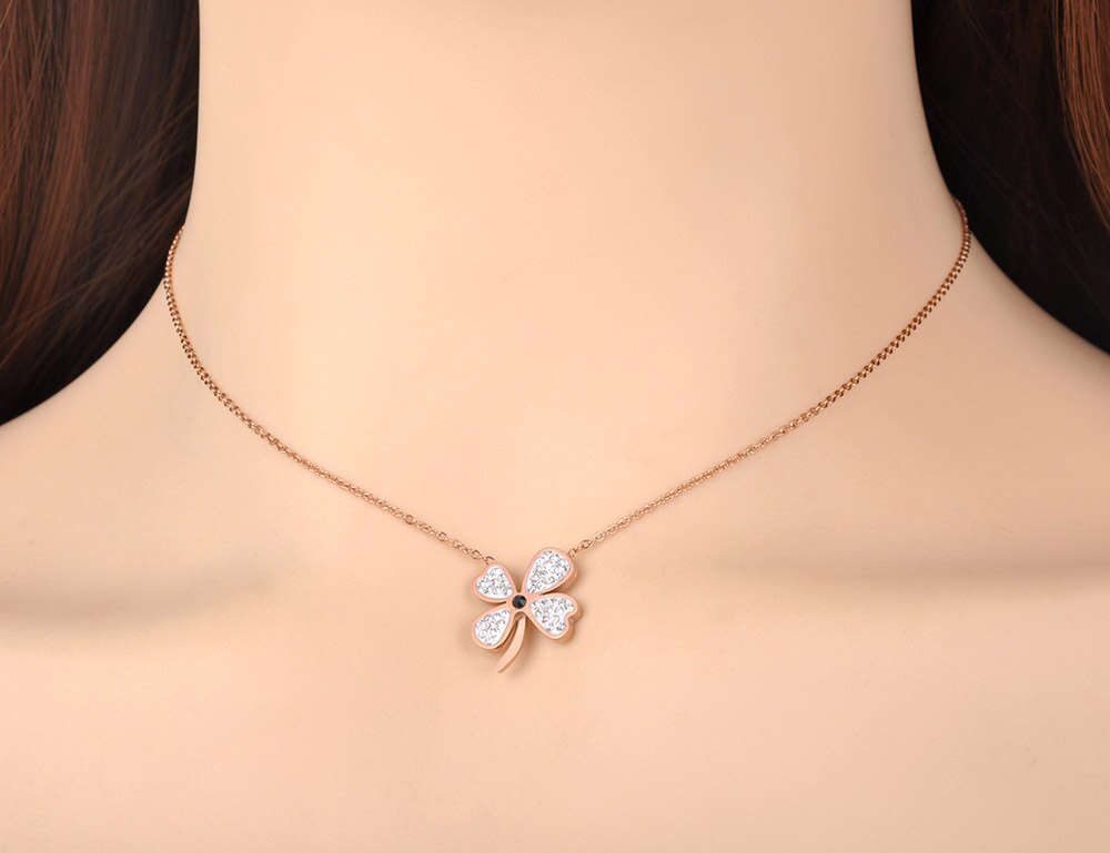 Lokaer Böhmen Edelstahl CZ Kristall Blume Halsband Halskette Schmuck modisch Pflanzen Charme Anhänger Halskette Für Frauen N20027