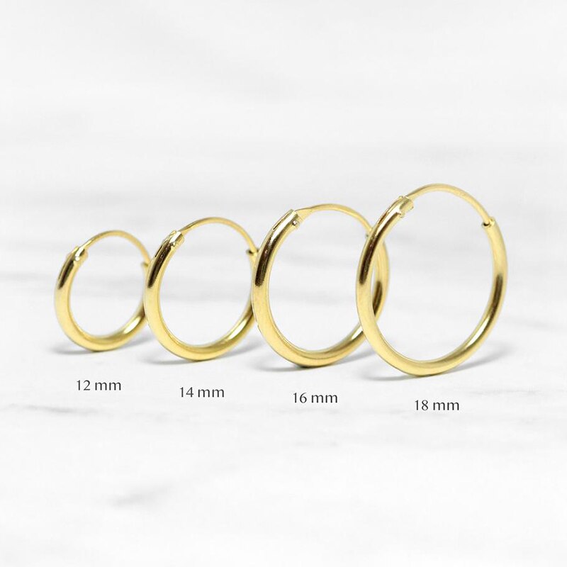ROXI-Pendientes de aro minimalistas para hombre y mujer, aretes de Plata de Ley 925 con geometría geométrica, Pendientes inusuales, aretes de cartílago: gold / 18mm