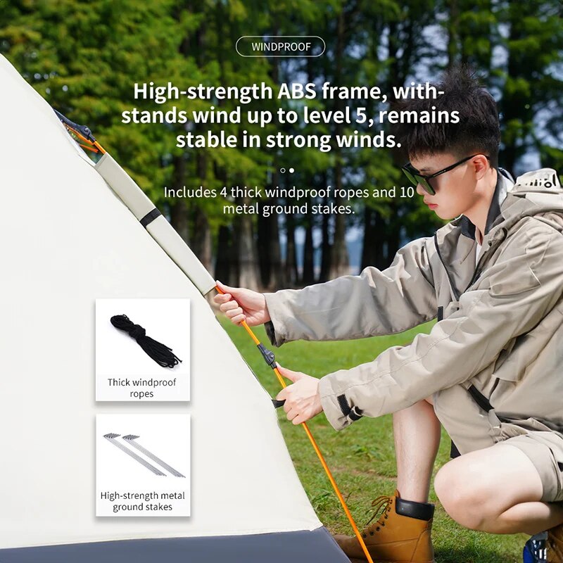 Tente pliante d'extérieur, entièrement automatique, ouverture rapide, pour 3-4 personnes, conduite autonome, Camping, résistant à la pluie, au soleil, Portable