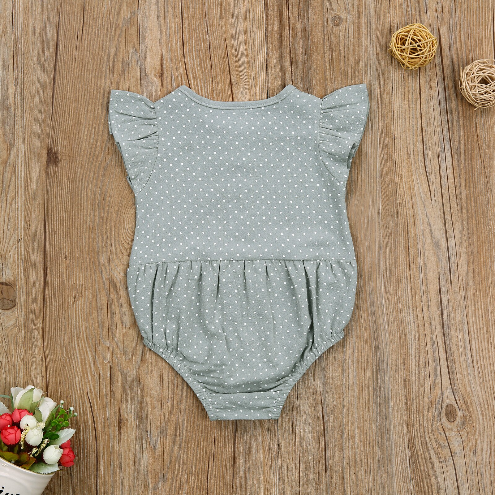 Citgeett Summer Baby Girls Boys Bodysuit Flying Sleeve Dot Jumpsuit Cotton Button One-piece Clothes