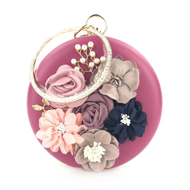 Sac à main rond de soirée pour femmes, pochette de soirée rouge, célèbre de luxe à la de ,: Pink