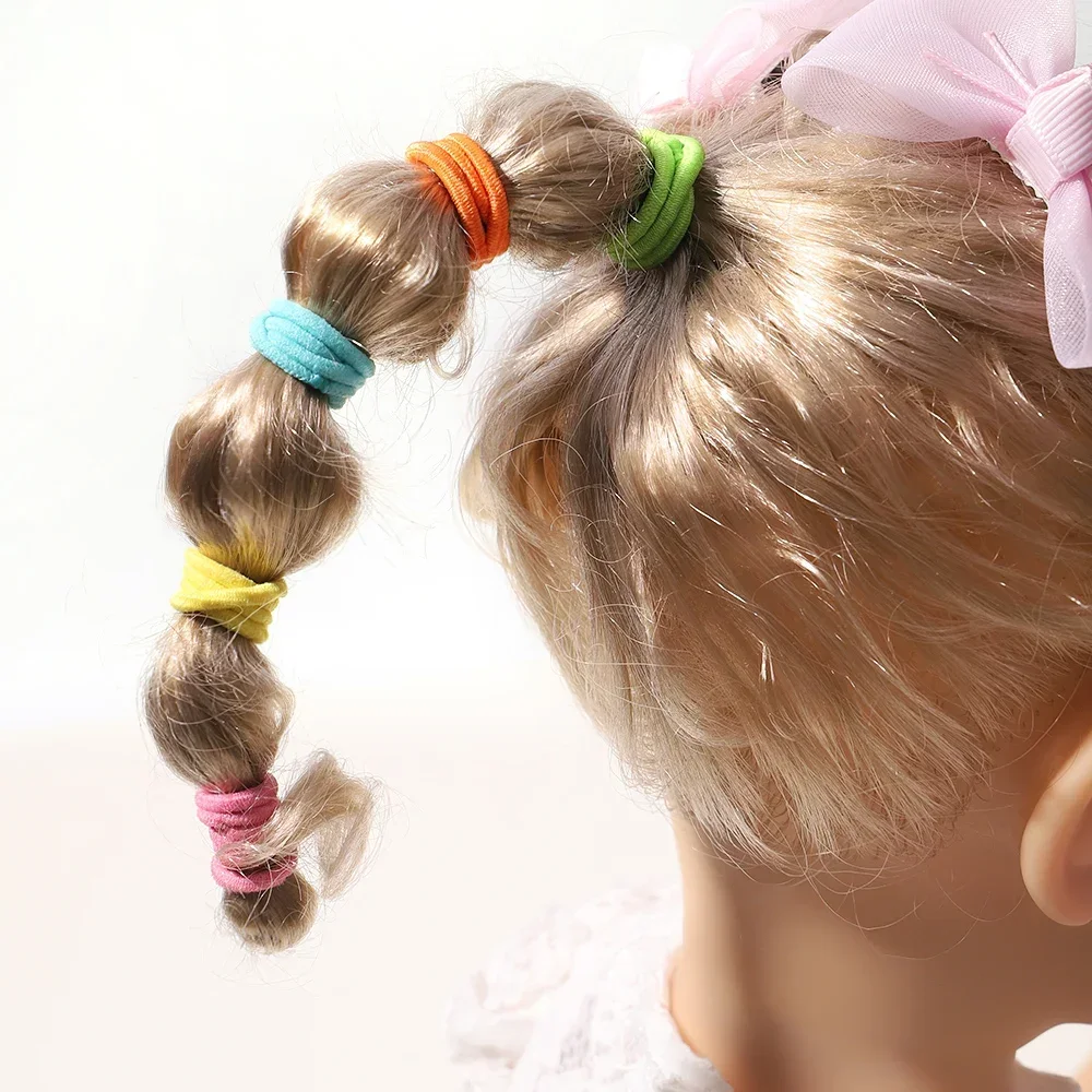 50 Uds. Bandas para el cabello de Color caramelo para niñas, accesorios para el cabello, banda de goma elástica de 3,8 cm, banda para el cabello, coleteros para niños