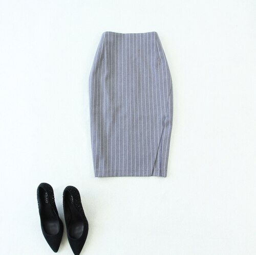 Winter business office women's suits pants suit Casual Slim Gray Striped Blazer Skirt set two-piece female: C / S