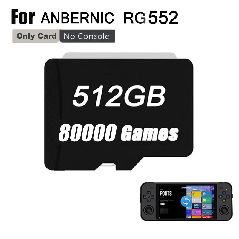 ANBERNIC-consola de juegos portátil Retro RG552, tarjeta TF, juegos precargados, tarjeta de memoria universal integrada, más de 512G, G80000 Juegos PSP