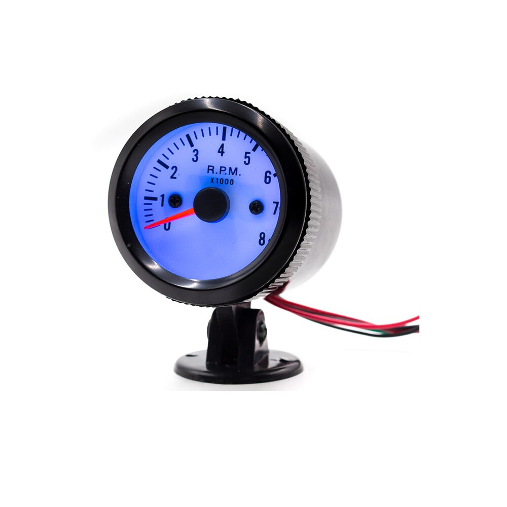 2" 52mm 12V Auto Tachometer 0-8000 Rpm Meter Blue Or White LED Light With Gauge Pod For 4 6 8 Cylinder