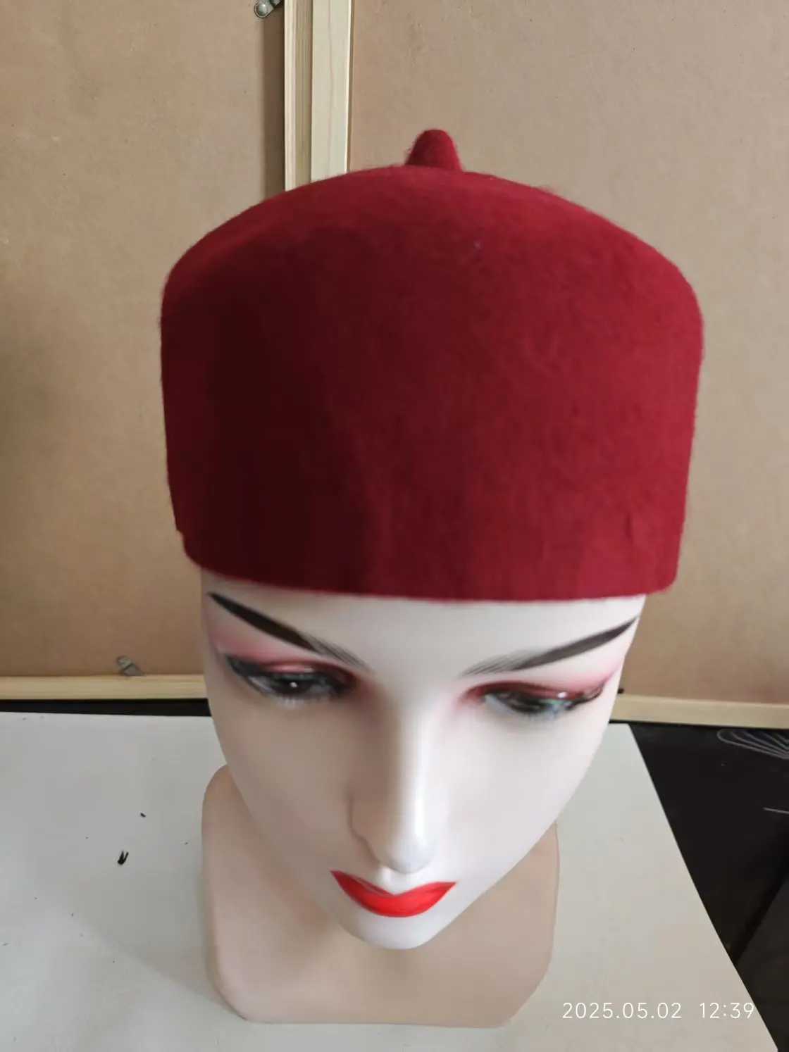 Eid ramadan chapéus de oração para homens muçulmanos lã feltro moda marrom vermelho kufi hijab artesanal boina bonés primavera inverno elegante chapéu: Bege / 54