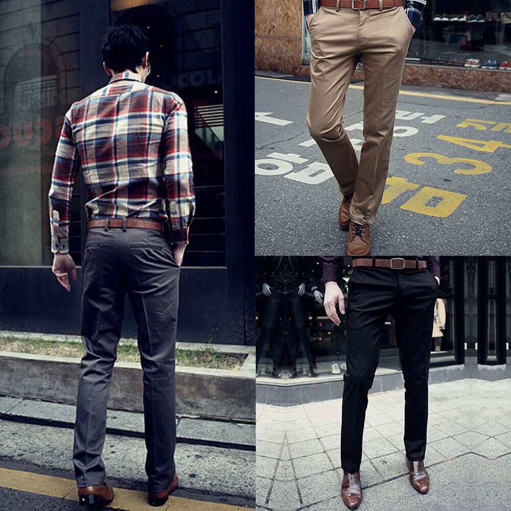 Mode Mannen Broek Casual Slim Fit Broek Heren Koreaanse Stijlvolle Effen Broek Vlakke Voorzijde Broek Broek